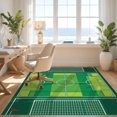 thumbnail image 3 of Design&I 8'x10' Washable Area Rug Extra Large Skid-Resistant Low Profile Net Grid Door Center Markings Striped Bold Soccer Field Goal Playful Expressive for Living Room, Family, 3 of 7