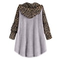 thumbnail image 2 of Ropa Kawaii para mujer, Sudadera con capucha de estilo lindo, chaqueta con orejas de gato, manga larga abotonada, retales con estampado de leopardo, estampado de leopardo, 2 of 3