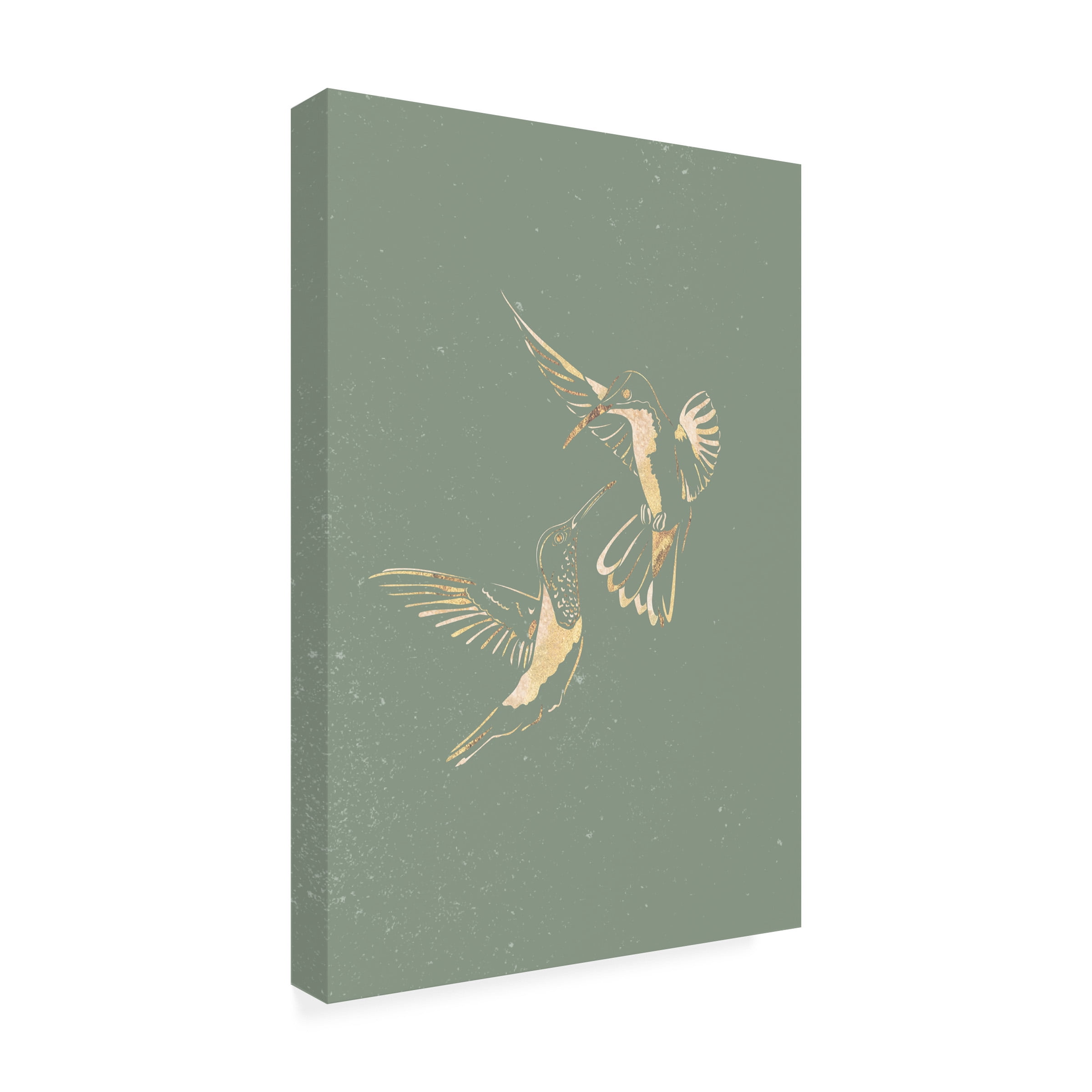 Trademark Fine Art Sarah Manovski  Sage Green Gold Hummingbirds Canvas Wall Art - 30x47