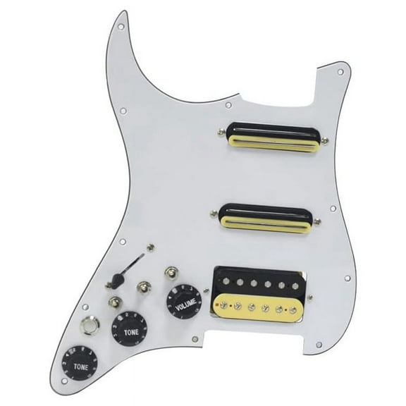 White 3 Ply Electric Guitar Humbucker Left Handed Pickguard Pickup with Singlecut Wiring Loaded Prewired Swith,1 x Electric Guitar Pickguard,White