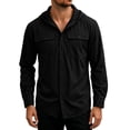 thumbnail image 2 of Yusimy Men's Solid Quick Dry Hooded Top with Pocket Long Sleeve Breathable UV Sun Protection Sports Shirt Casual Outdoor for Hiking, 2 of 7