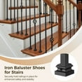 thumbnail image 3 of 100 PCS Iron Baluster Shoes, Stair Flat Shoe with Screw, Metal Staircase Baluster Shoes for 1/2-Inch Square Scroll Basket Iron Balusters, Black Square Metal Baluster Post for Spindle Railing Deck, 3 of 6