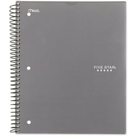 Spiral Notebook 3 Subject Wide Ruled Customizable Gray - Five Star