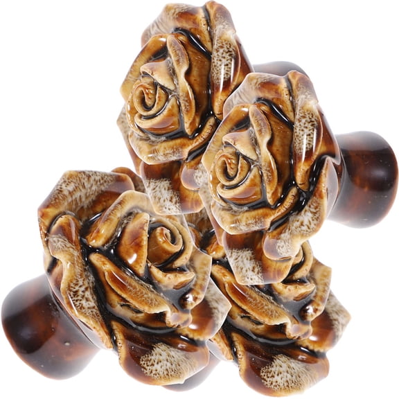 MLINS Vintage Ceramic and Zinc Alloy Cabinet Knobs for Home Use Dark Brown Drawer Pull Handle 4 Pieces