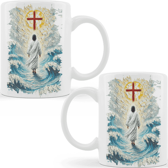 Lotusprinthandmade Jesus Christ Walking On Christian Ceramic Mug (11oz)