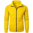 thumbnail image 5 of WIZUTIZ Men's Solid Color Zip Up Hoodless Sweatshirt Jacket Long Sleeve Warm Pocket Outerwear For Winter Daily, 5 of 6