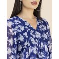 thumbnail image 5 of Moomaya Womens Printed V Neck Top, Balloon Sleeves Ruffled Chiffon Crop Top, 5 of 8