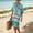 Mint Green, variant on FRSASU Linen Dresses for Women 3/4 Sleeve Striped Dress Summer V-Neck Boho Vacation Dress Casual Outfits Khaki-A