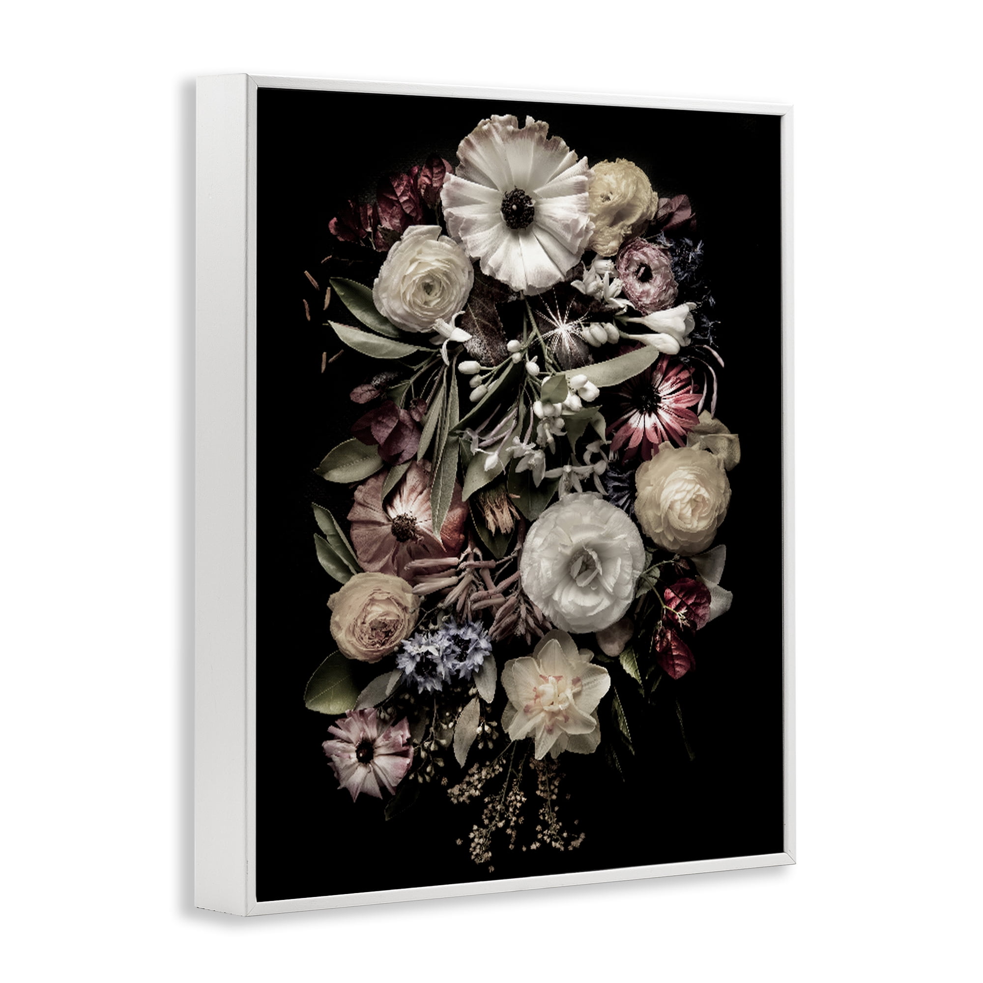Stupell Industries Pale Yellow Roses Cluster White Framed Giclee Art, design by Carl Kravats