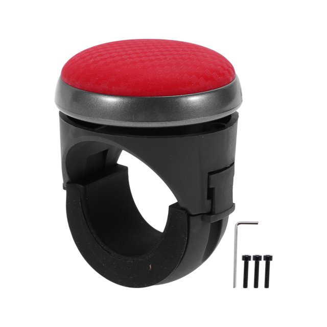 Ofertas Únicas Perilla del Volante de 38 mm para Automóvil Textura de Fibra de Carbono Rotador de Volante para SUV Camiones Pickup Semirremolques Furgonetas Barcos Rojo Negro 1 Juego