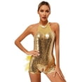 thumbnail image 3 of Zaldita Women's Glitter Sequins Leotard Tulle Tutu Skirted Bodysuit Ballroom Dance Cocktail Dress Yellow S, 3 of 7