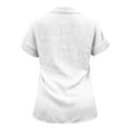 thumbnail image 4 of Summer Polyester Short Sleeve Dress Shirts for Women White Workwear Work New Ladies Loose Blouses Cotton And Linen Lapel Rolled Button Shirt Tee L, 4 of 5