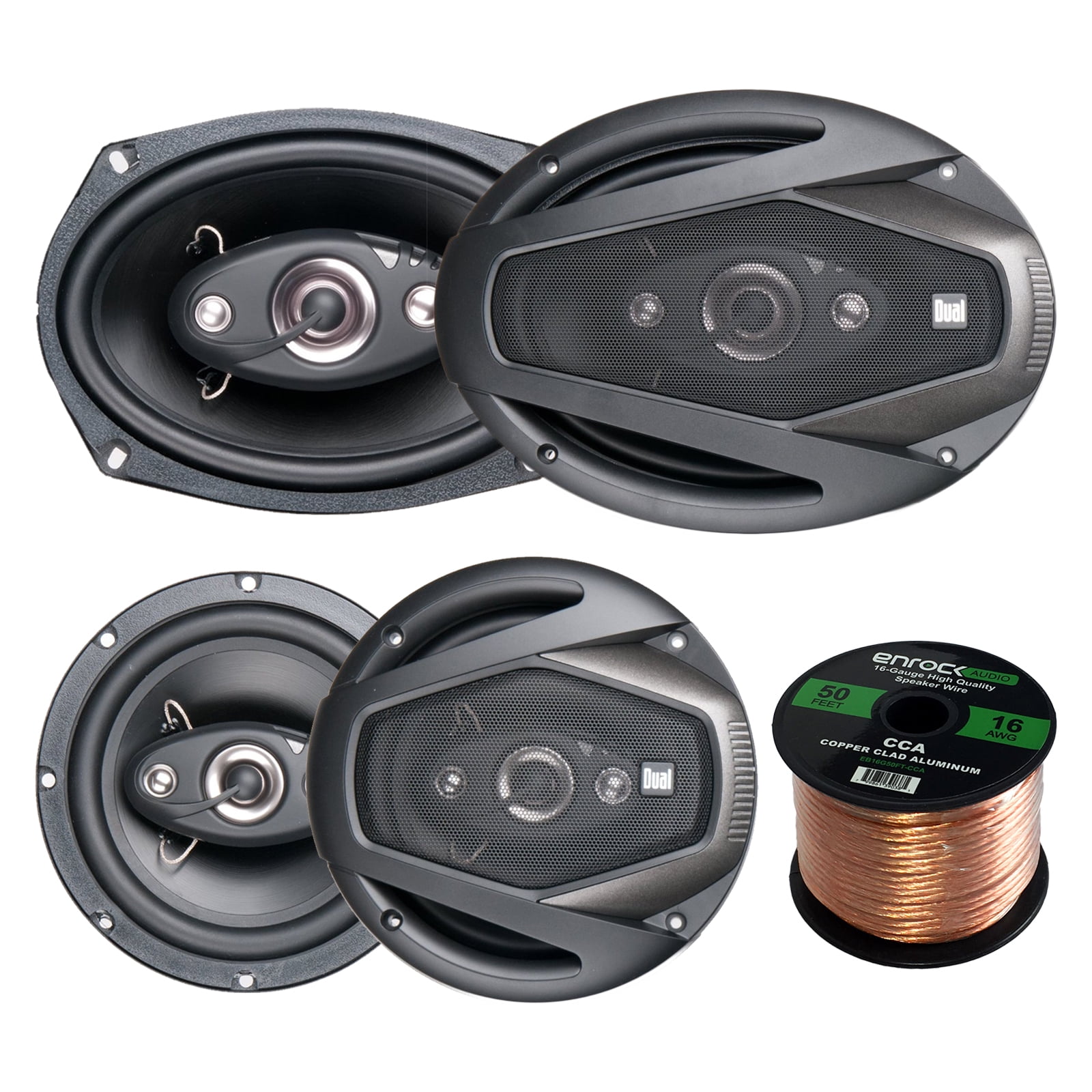 4x Car Speaker Bundle Package 2x DualElectronics 6.5" 160Watt And 2x