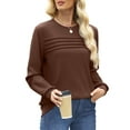 thumbnail image 3 of UVN Sweatshirts for Women Casual Long Sleeve Shirts Loose Fit Pleated Front Crewneck Tunic Tops, 3 of 8