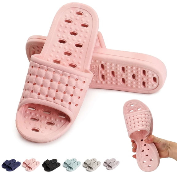 Spencer Anti-Slip Slides Sandals for Women Men, Bathroom Shower Slippers Quick Drying Shower Shoes Lightweight Clouds House Slippers, Size 6-14
