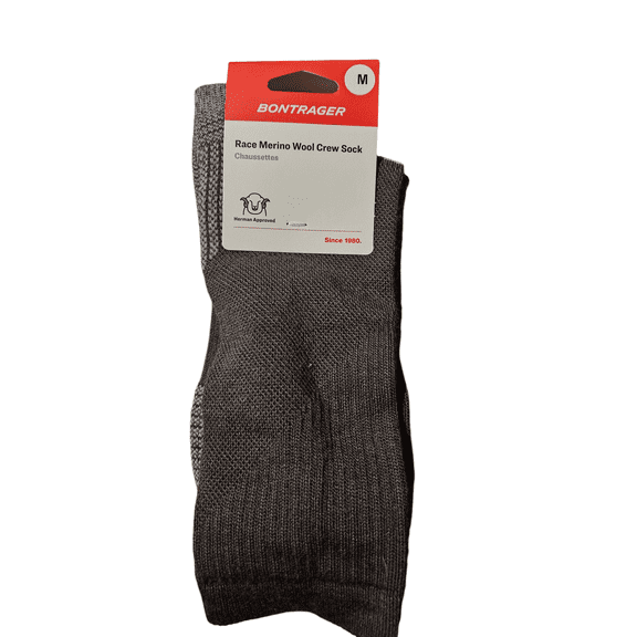 Bontrager Race Merino Wool Crew Sock Gray M, 1 Pair