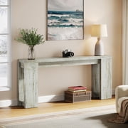 Finmind 71 Long Console Table, Narrow Distressed White Entryway Table Wood Sofa Table