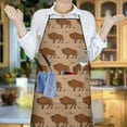 thumbnail image 6 of Brown Buffalo Pattern Apron-Garden Aprons for Women with Pockets-Cotton Linen Waterproof Kitchen Cooking Gardening Aprons Adjustable for Kitchen,Cooking,BBQ and Salon 33x27 Inch, 6 of 7