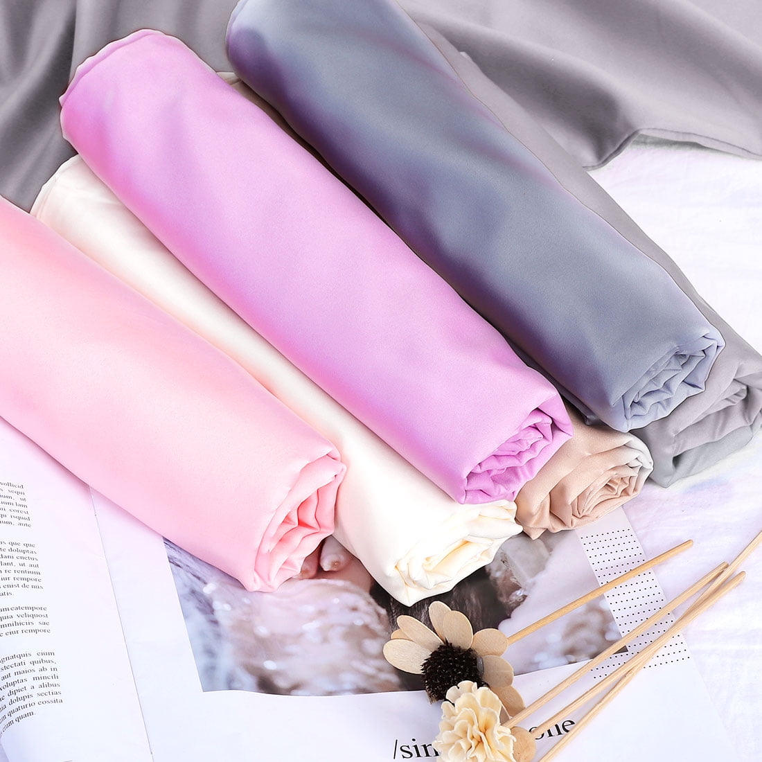 Unique Bargains Luxury Silky Satin Body Pillow Case Light Lilac 20" x 54"