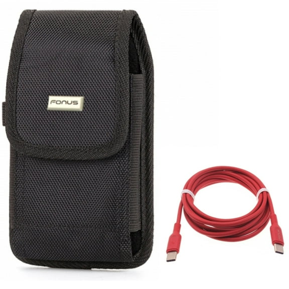 Case Belt Clip w Red 6ft Long Cable for Samsung Galaxy S22 Ultra,S21,S21 Ultra,S21 Plus,Ultra S20 Plus,S20 Fan Edition,Fan FE 5G - Swivel Holster Rugged, USB-C to Type-C PD Fast Charger Cord
