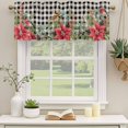 thumbnail image 2 of Christmas Curtain Valances for Windows, Kitchen Valance Window Treatments Panel 2 Pack, Winter Poinsettia Berry Black White Plaid Rod Pocket Short Curtains for Bathroom Bedroom 42 x 12 Inch, 2 of 8