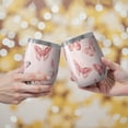 thumbnail image 2 of 12oz Stemless Wine Tumblers Pink Butterfly Pink Wings Pattern Vacuum Insulated Stainless Steel Travel Tumbler Cups Mug with Lid and Straw for Champaign,Cocktail,Beer with Cleaning Brush, 2 of 5
