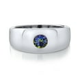 thumbnail image 2 of Gem Stone King 1.00 Ct Round Blue Mystic Topaz 925 Sterling Silver Men's Ring (Size 10), 2 of 2