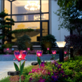 thumbnail image 5 of Paquete de 2 luces solares de pila de flores de cristal para exteriores, luces de paisaje de jardín para césped y patios, 5 of 5