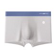 thumbnail image 2 of zeranth Men Thin Boxers Seamless Soft Contrast Color Mid Waist Cotton U Convex Striped Soft Plus Size Elastic Quick Dry Moisture-wicking Men Underpants Underwear, 2 of 7