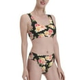 thumbnail image 2 of Fotbe Rose Flowers Women's High Waisted Bikini Tankini Sets Two Piece Bathing Suits High Cut Scoop Neck Swimsuit-Small, 2 of 8