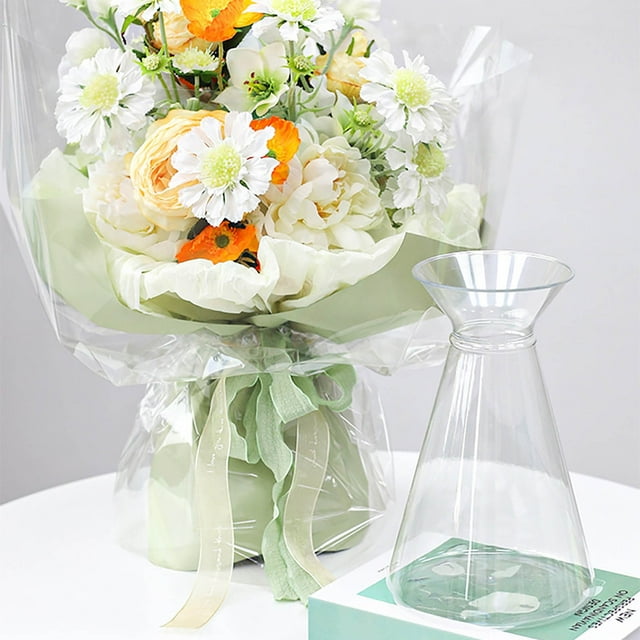 ABPWLY Acrylic Transparent Plastic Flower Bouquet Vase for Fresh Flower Arrangement Hand Crafted Design Home Table Decor