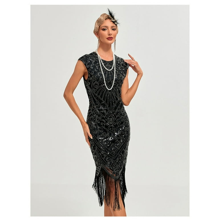 30S Flapper Dresses 1920s Vintage Dress Summer Fringe Beaded Great Gatsby Party Cocktail Prom Tassels Sequin Size S-3XL,Black,M - Walmart.com 30S Flapper Dresses 1920s Vintage Dress Summer Fringe Beaded Great Gatsby Party Cocktail Prom Tassels Sequin Size S-3XL,Black,M - Walmart.com