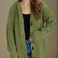 thumbnail image 7 of Fesfesfes Women's Hooded Knit Cardigan Fall Winter Solid Color Toggle Button Closure Long Sleeve Sweater with Ribbed Cuffs Loose Comfy Tops(Green,L), 7 of 7