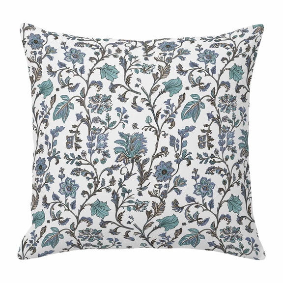 Pillow Covers 24x24 Inch, Boho Leaf Linen Pillowcase with Invisible Zipper, Teal Green Spring Farmhouse Pastoral Tribal Decorative Throw Pillow Covers Cushion Case for Couch Sofa Bed Living Room