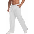 thumbnail image 2 of Men's Lightweight Sweatpants Open Bottom Drawstring Sweat Pants Straight Leg Gym Fall Lounge Pants with Pockets, M, 2 of 6