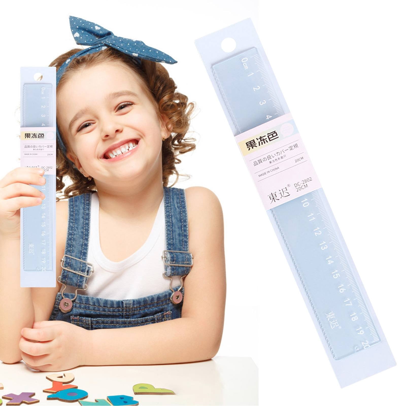 PPKVUFD 1Pc Plastic Ruler Straight Ruler Plastic Measuring Tool 20cm, Creative Jelly Colored Transparent Ruler (02-Blue)