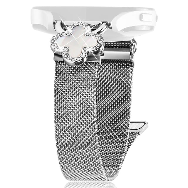 For Withings Steel Milanese Band Electroplated Metal Watch Strap Clover Decor, Size: S - Silver Colo
