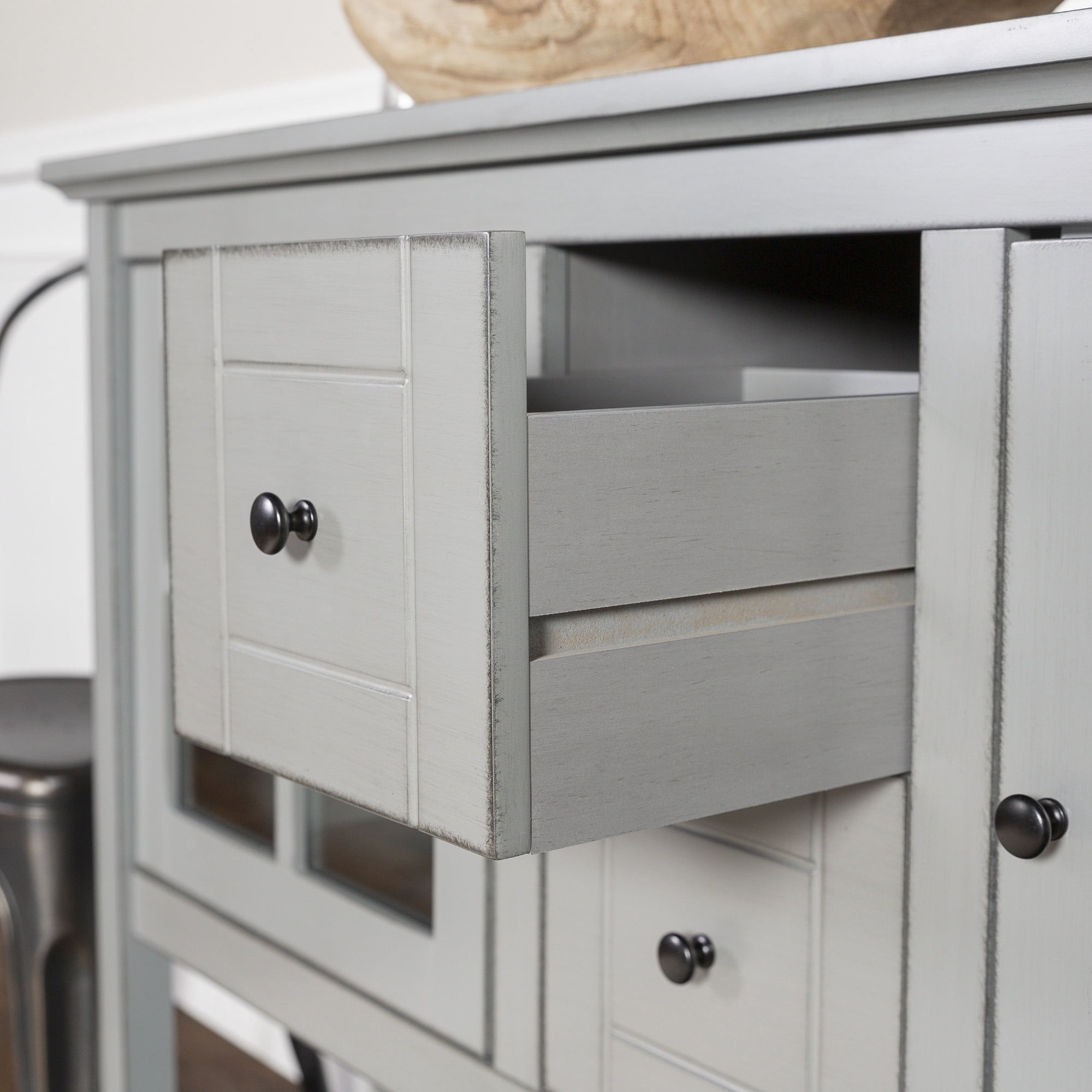 Manor Park Modern 52" Glass Door Dining Buffet Table, Antique Grey