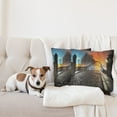 thumbnail image 4 of Ambesonne Vintage Throw Pillow Cover 2 Pack, Old Town Bridge Night, 18", Grey Orange, 4 of 5