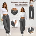 thumbnail image 4 of TEMOFON Sweatpants for Women Low Waist Drawstring Looped Waist Slant Pocket Straight Leg Fleece Lined Sweatpants, 4 of 8