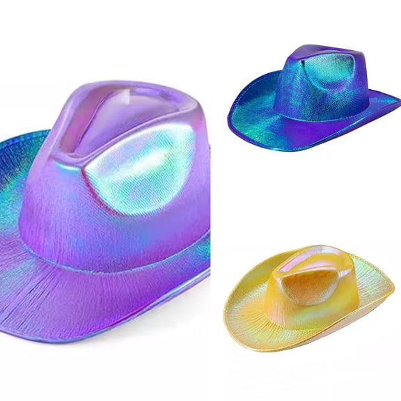 AJGRHE Men & Women Cowboy Hat Western Style Glitter Party Hats Purple One Size