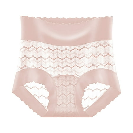 Ohufall Women s Briefs Underwear Sexy Solid Color Lace High Waist Tummy Control Briefs Light Breathable Shapewear Panty