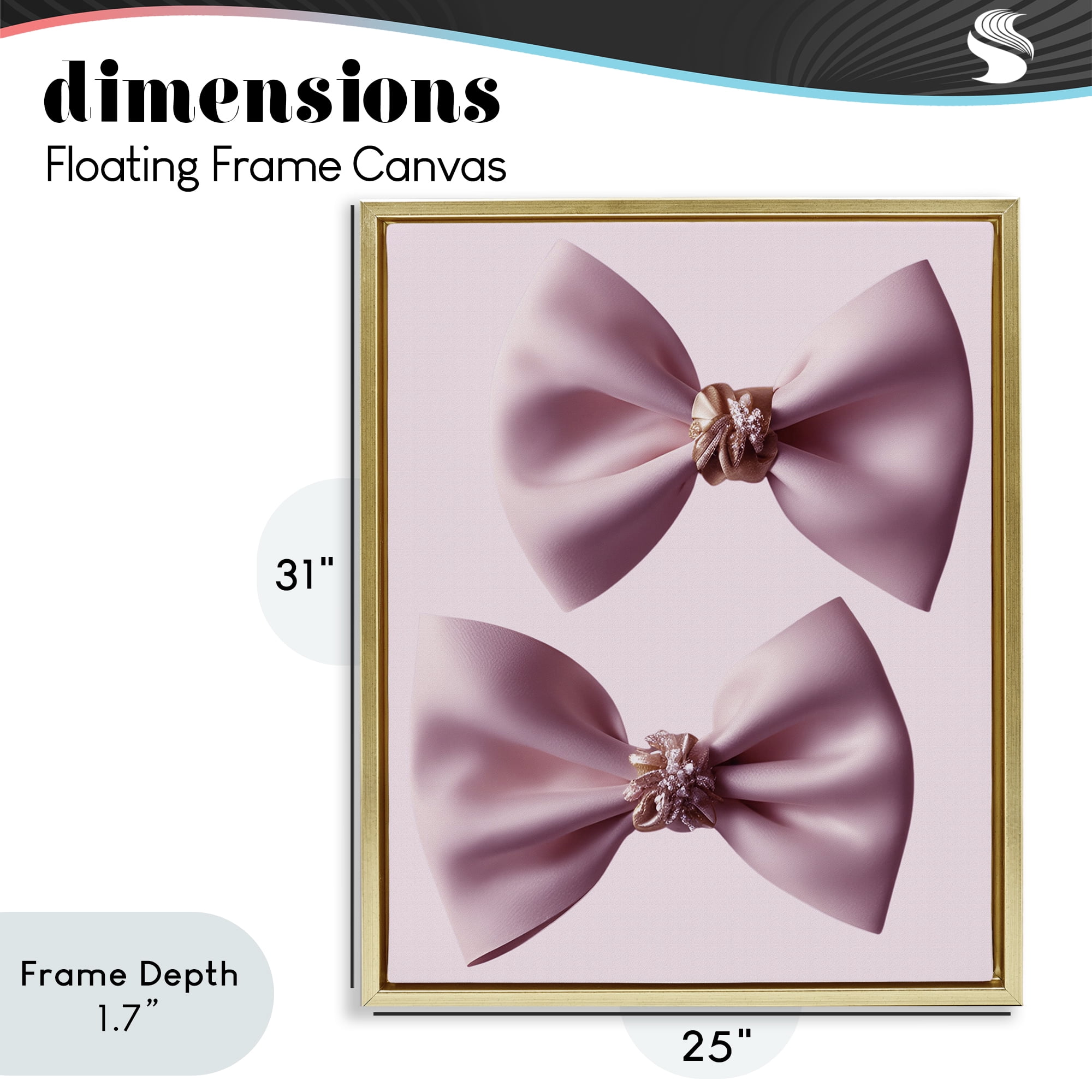 Stupell Industries Elegant Bows with Glam Details Gold Framed Floater Canvas Wall Art, design by Jesse Keith