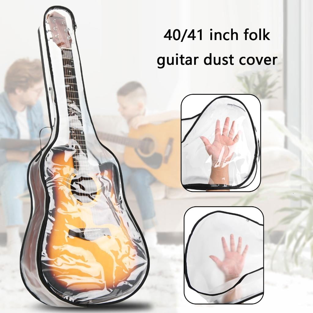 CEORPER Waterproof 40/41inch Electric Guitar Clear Dust Cover with Side Storage Pocket Dustproof Guitar Case Easy to Carry