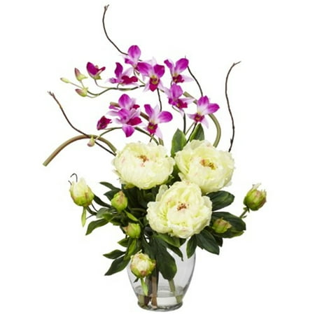 Nearly Natural Peony & Orchid Silk Flower Arrangement Nearly Natural Peony & Orchid Silk Flower Arrangement
