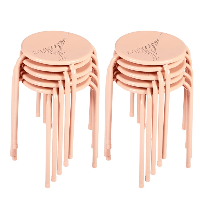 Homy Casa Folding Stackable Chair Set of 6, Metal Stools for