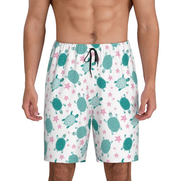 Fotbe Sea Turtle Pantalones Cortos de Pijama para Hombre, Ropa de Dormir, Pantalones de Pijama Cortos para Hombre-Large