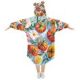 thumbnail image 2 of FORMRS Wearable Blanket Hoodie with Sleeves for Kids Cozy Flannel Sweatshirt, Watercolor Tomatoes, 2 of 7