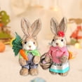 thumbnail image 6 of AYktou Easter Decorations-2pcs Standing Straw Rabbit Rustics Easter Bunny Figurines with Carrot/Flower/Eggs Spring Decor for Home Farmhouse Office Kitchen Tabletop Ornament, 6 of 6