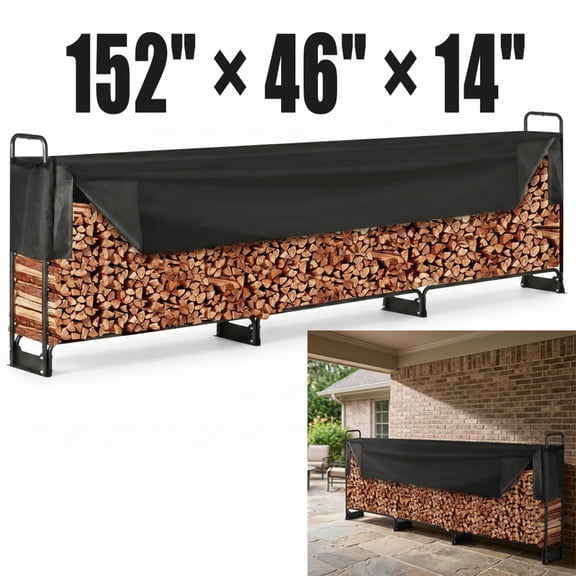 Outdoor Firewood Log Rack 47" Raised Metal Wood Holder Storage Stand Heavy Duty Anti Rust Fireplace Stacking Organizer for Backyard Bonfire